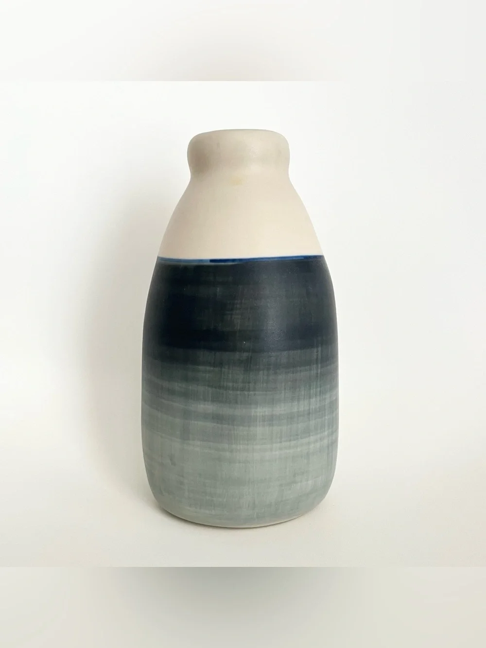 Ceramic Pottery Vase Jug from Thailand Denim Blue Minimalist Beachy Coastal